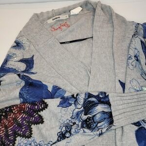 Desigual Womens Sequin Fairy Grunge Open Cardigan Sweater Duster Size M Floral